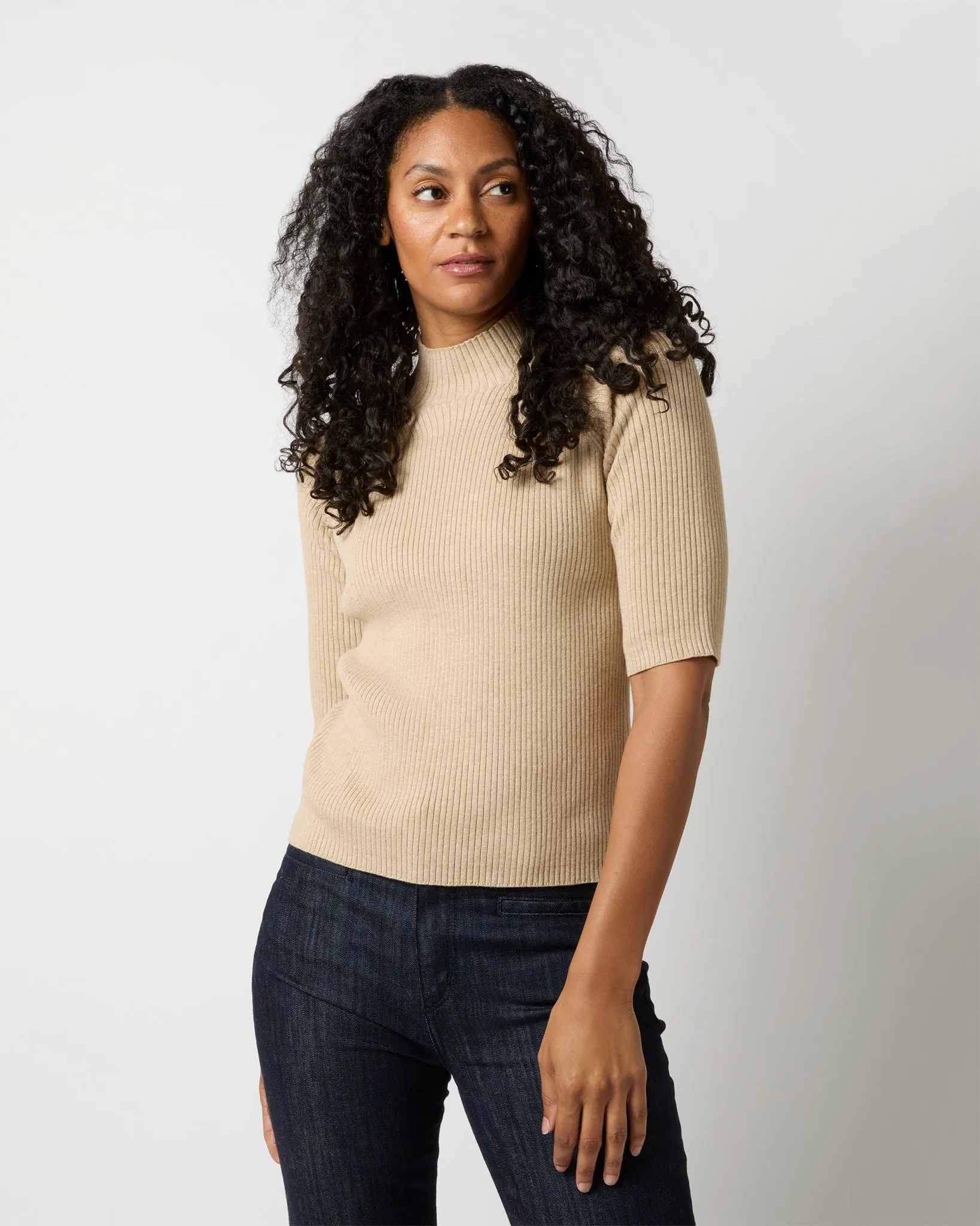 Mackenzie Sweater in Crema Cotton/Silk Yarn