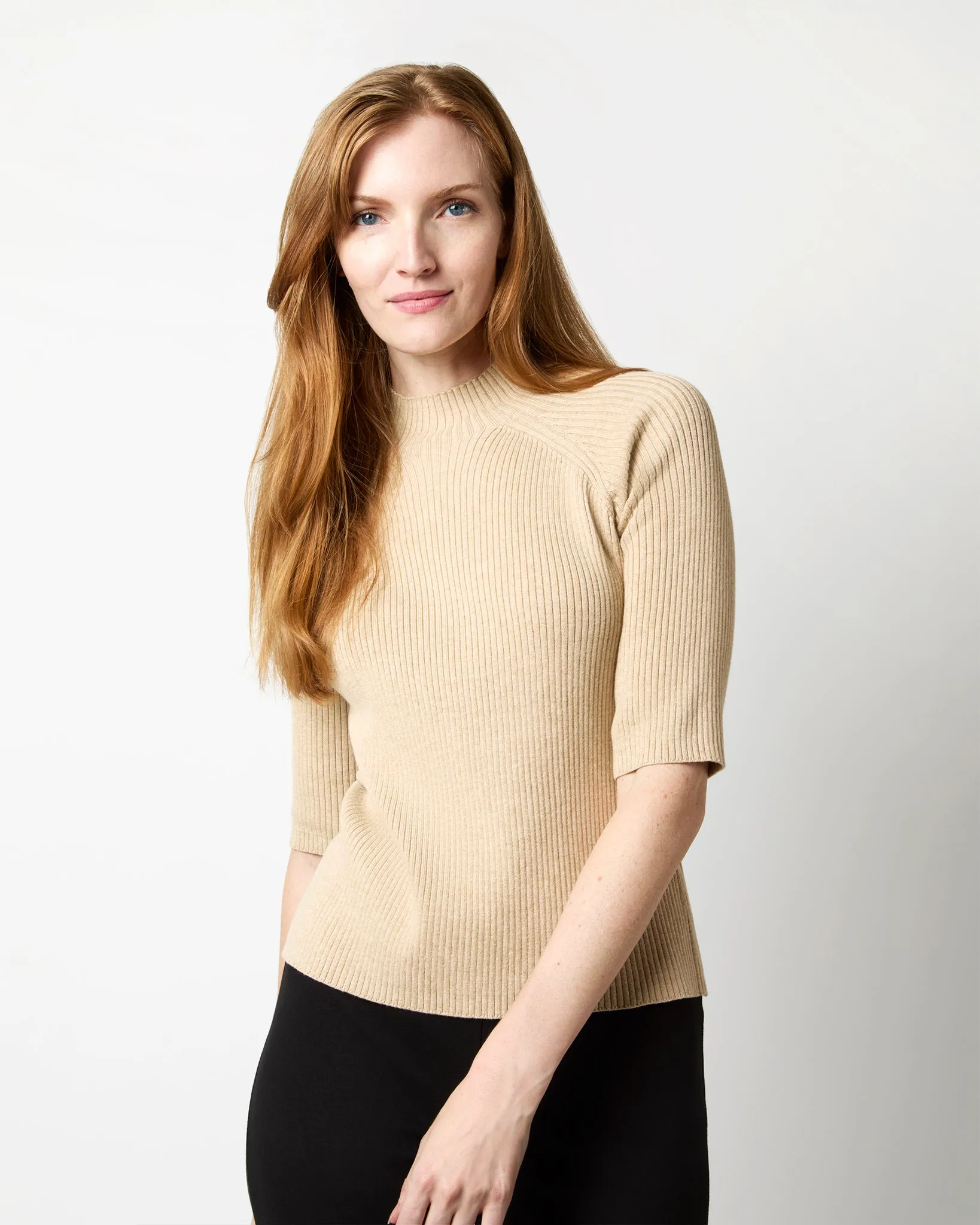 Mackenzie Sweater in Crema Cotton/Silk Yarn