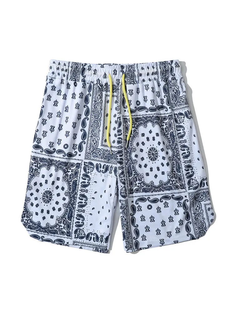 Men's Breathable Print Elastic Waist Beach Shorts