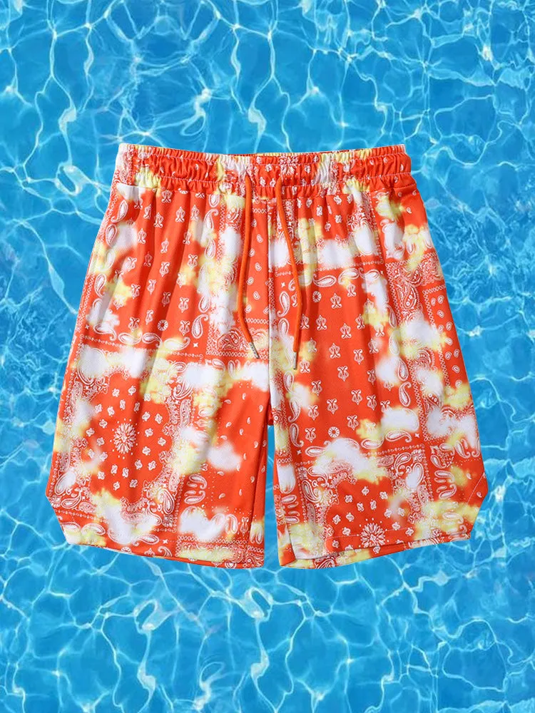 Men's Breathable Print Elastic Waist Beach Shorts