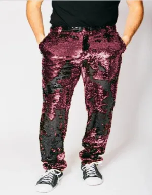 Mens Sequin Pants - Rose Gold Dress Party Pants