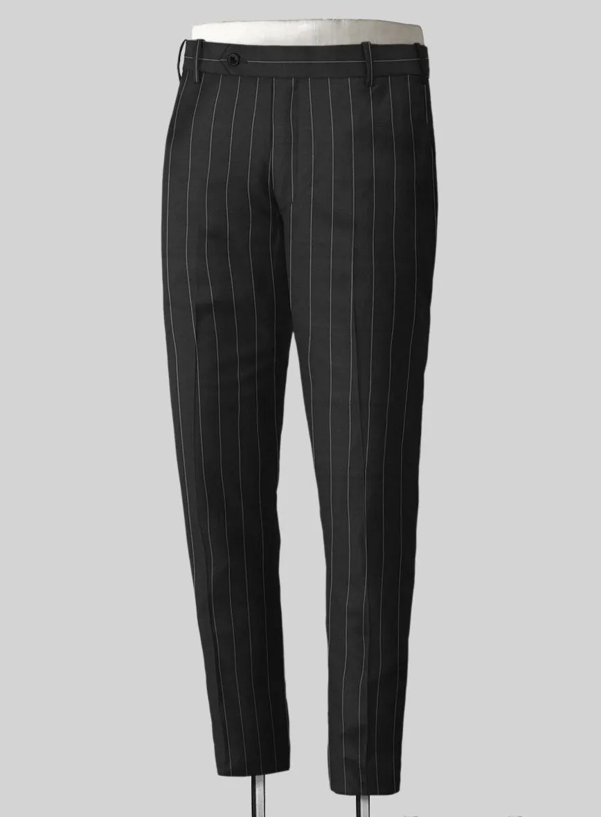 Napolean Wide Stripe Black Wool Pants