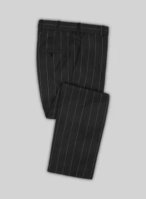 Napolean Wide Stripe Black Wool Pants