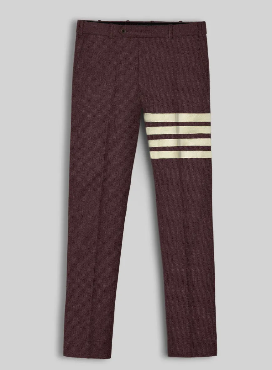 Napolean Wine Wool Ivory Bar Trouser