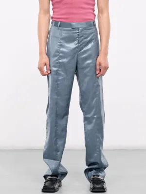 Narrow Front Trousers (326-WET-LOOK-PETROL)