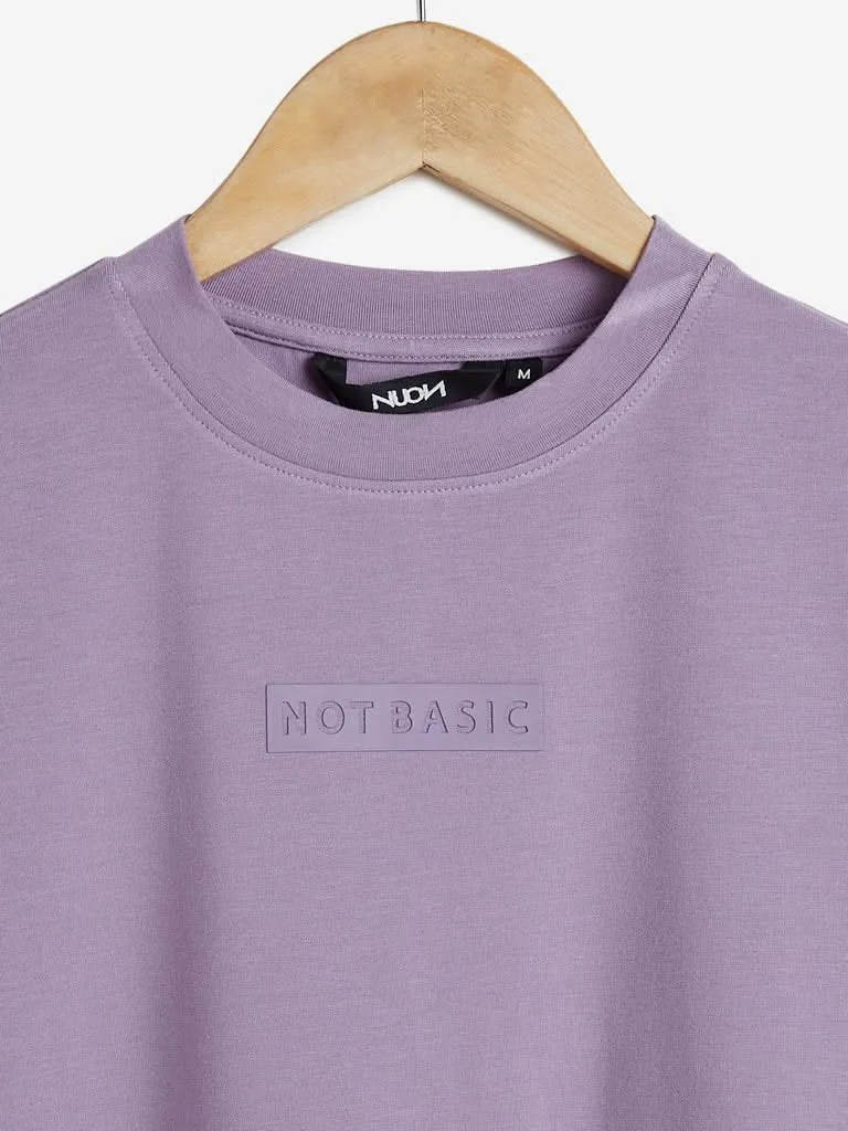 Nuon Lilac Text Printed Adora Crop Top