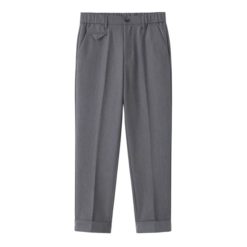 Old-School Solid Flat-Front Trousers