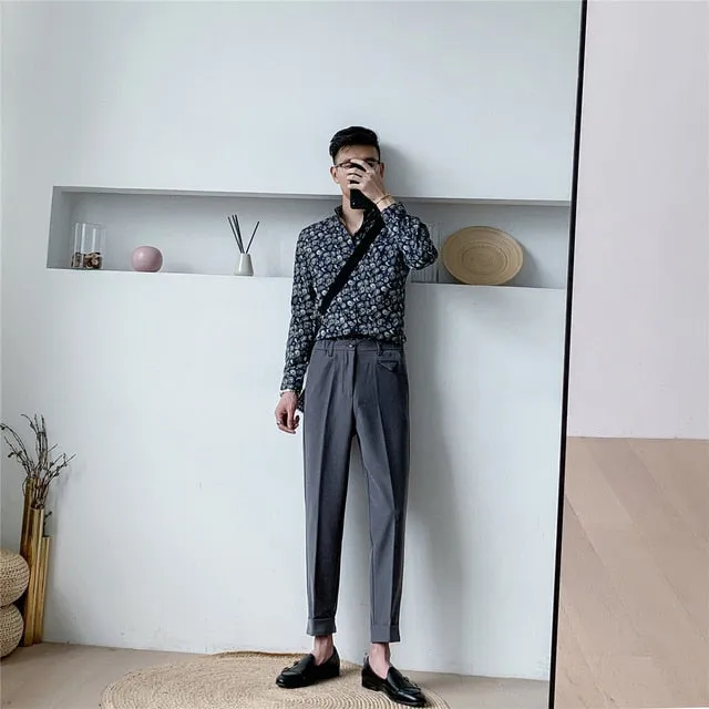 Old-School Solid Flat-Front Trousers