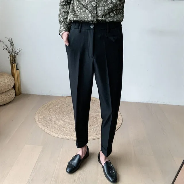 Old-School Solid Flat-Front Trousers