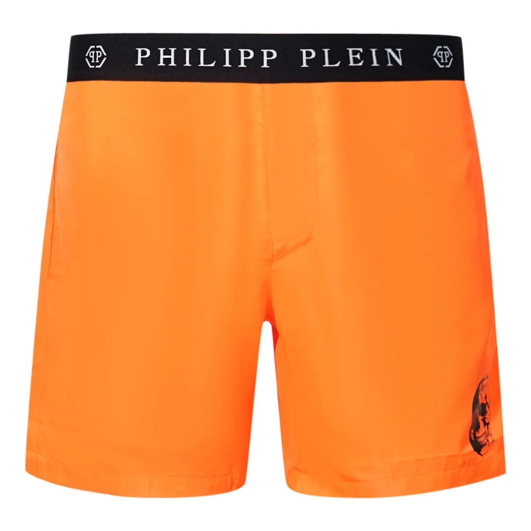 Philipp Plein Branded Waistband Orange Swim Shorts