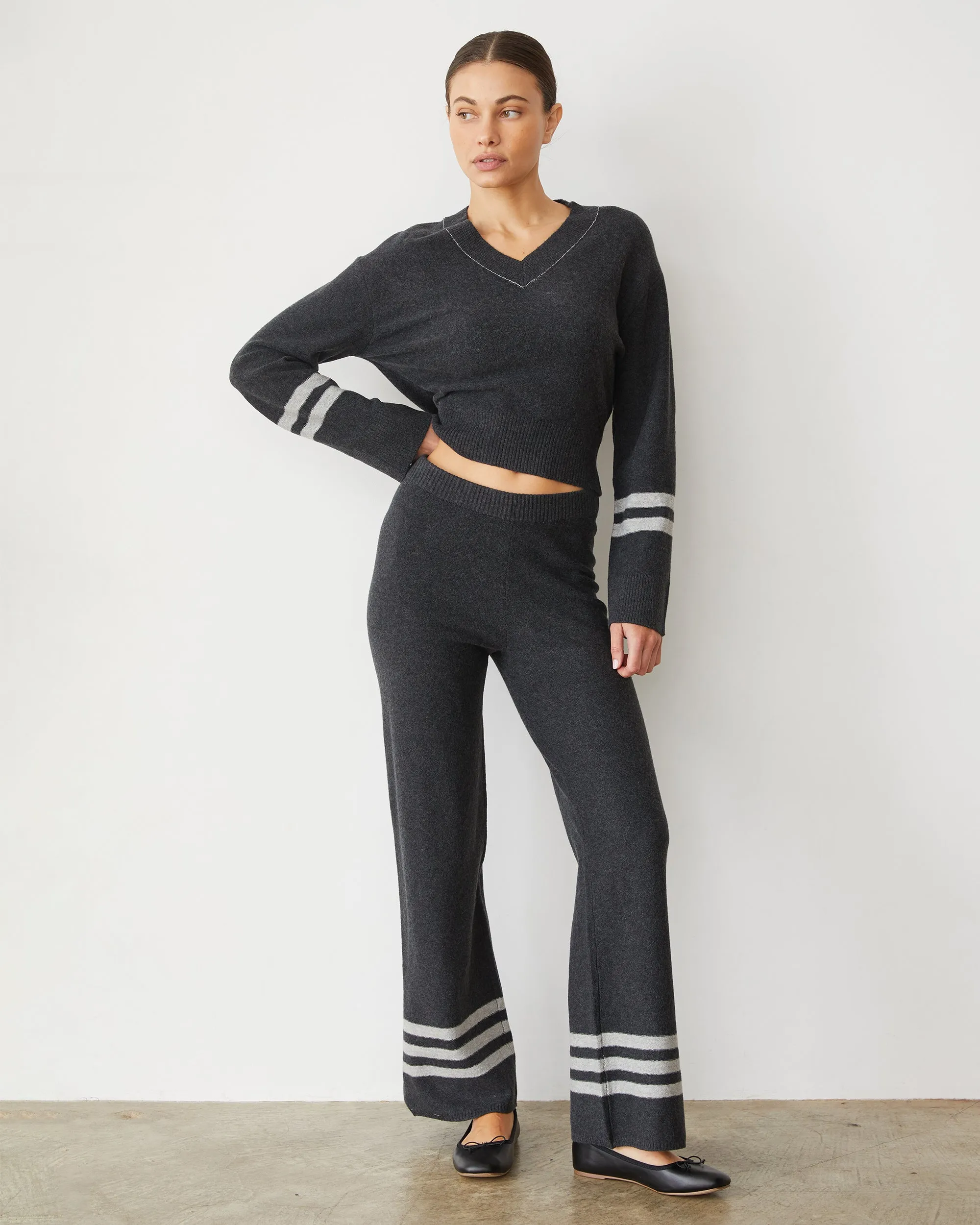 Plush Stripe Straight Leg Sweat