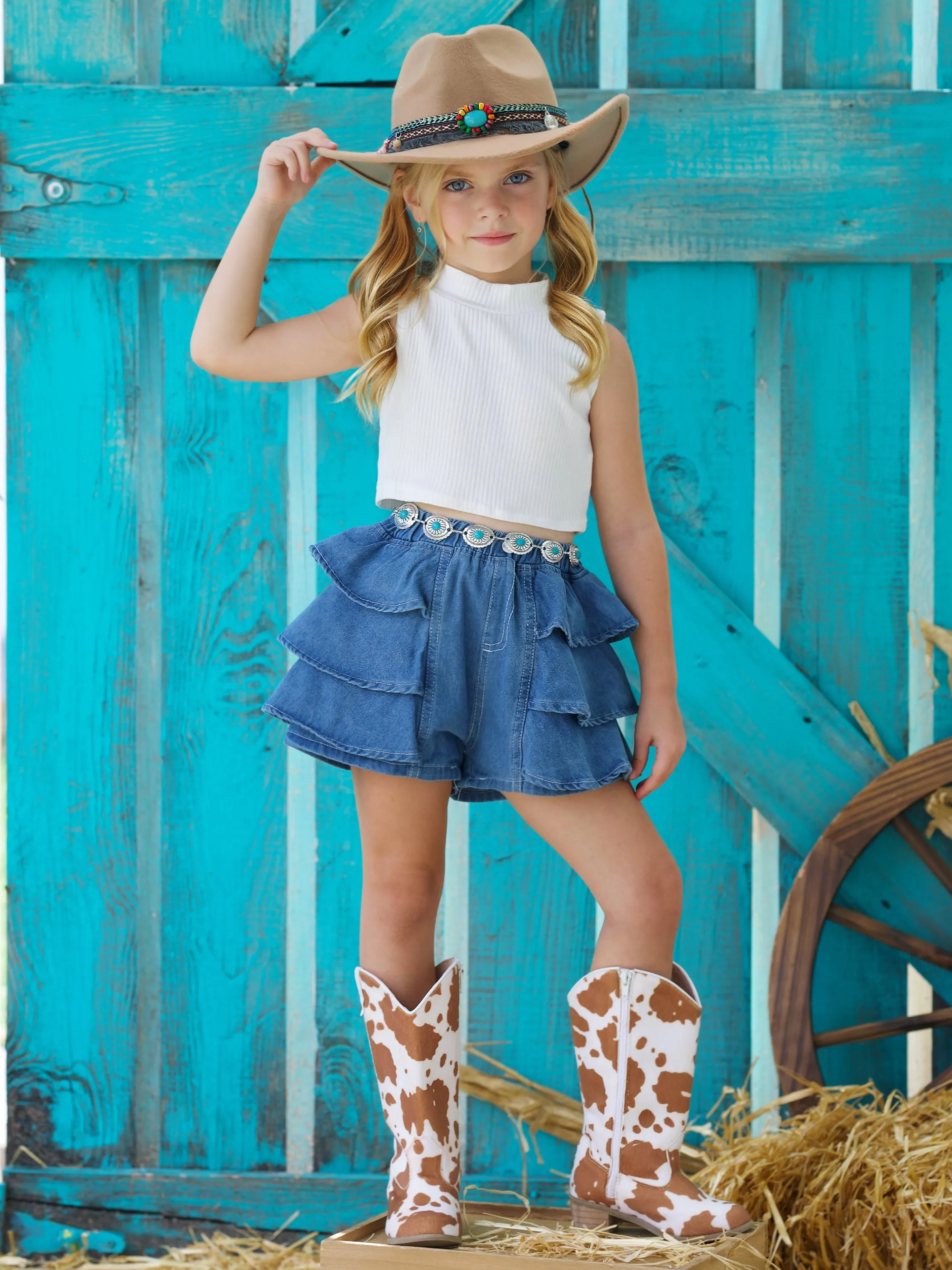 Pretty Appeal Tiered Denim Shorts