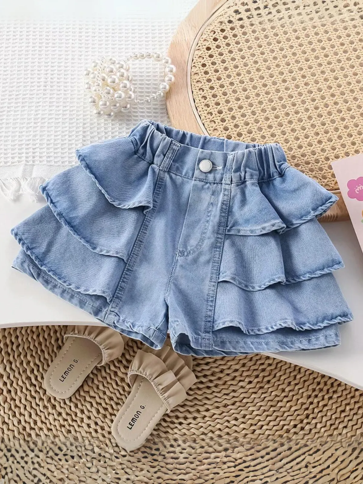 Pretty Appeal Tiered Denim Shorts