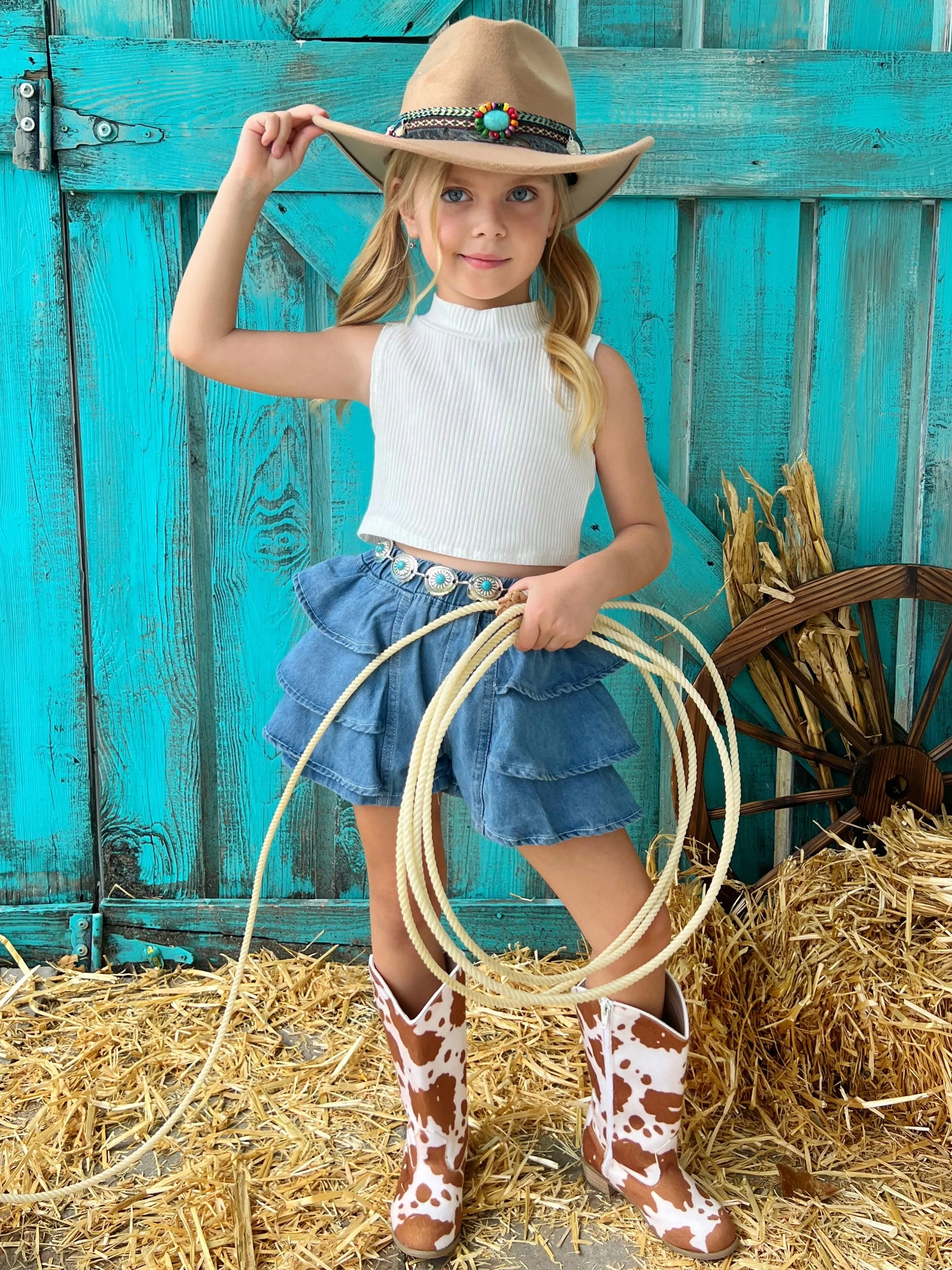 Pretty Appeal Tiered Denim Shorts