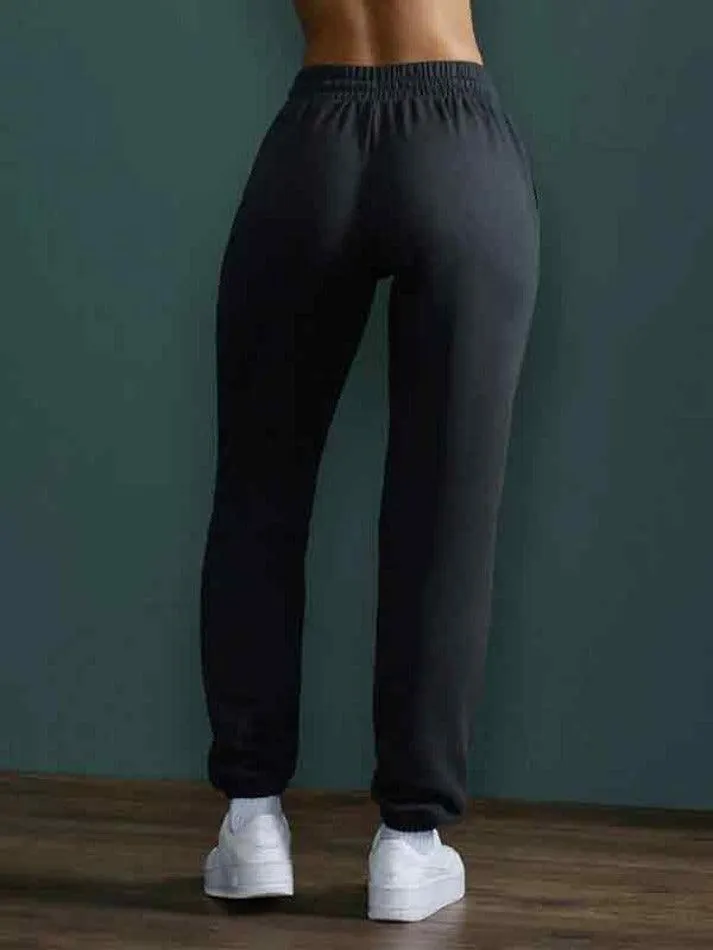 Solid Color High Waist Bound Feet Sporty Sweatpants