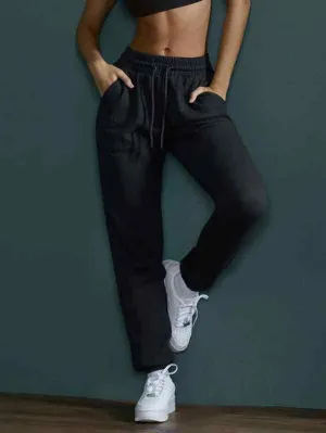 Solid Color High Waist Bound Feet Sporty Sweatpants