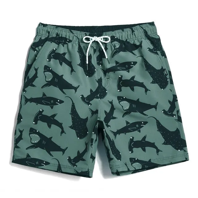 Swimwear Shorts Men: Funny Shark Print