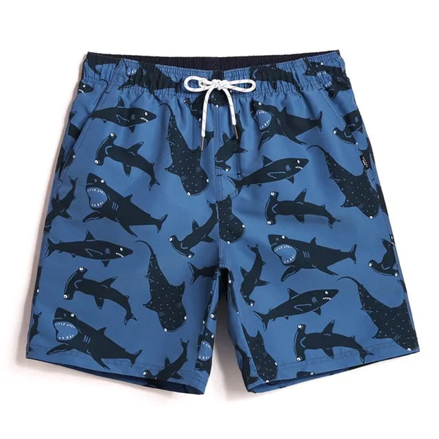 Swimwear Shorts Men: Funny Shark Print