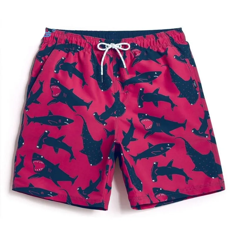 Swimwear Shorts Men: Funny Shark Print