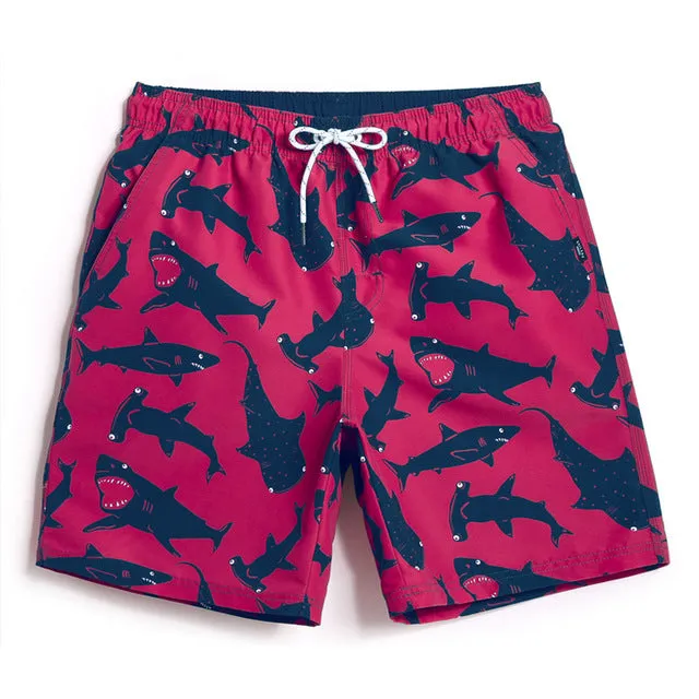 Swimwear Shorts Men: Funny Shark Print