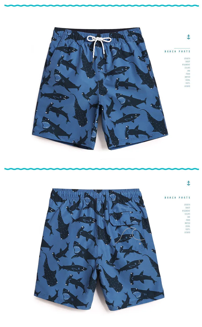 Swimwear Shorts Men: Funny Shark Print