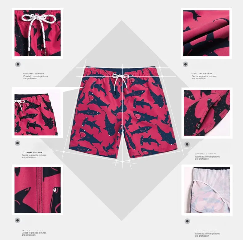 Swimwear Shorts Men: Funny Shark Print