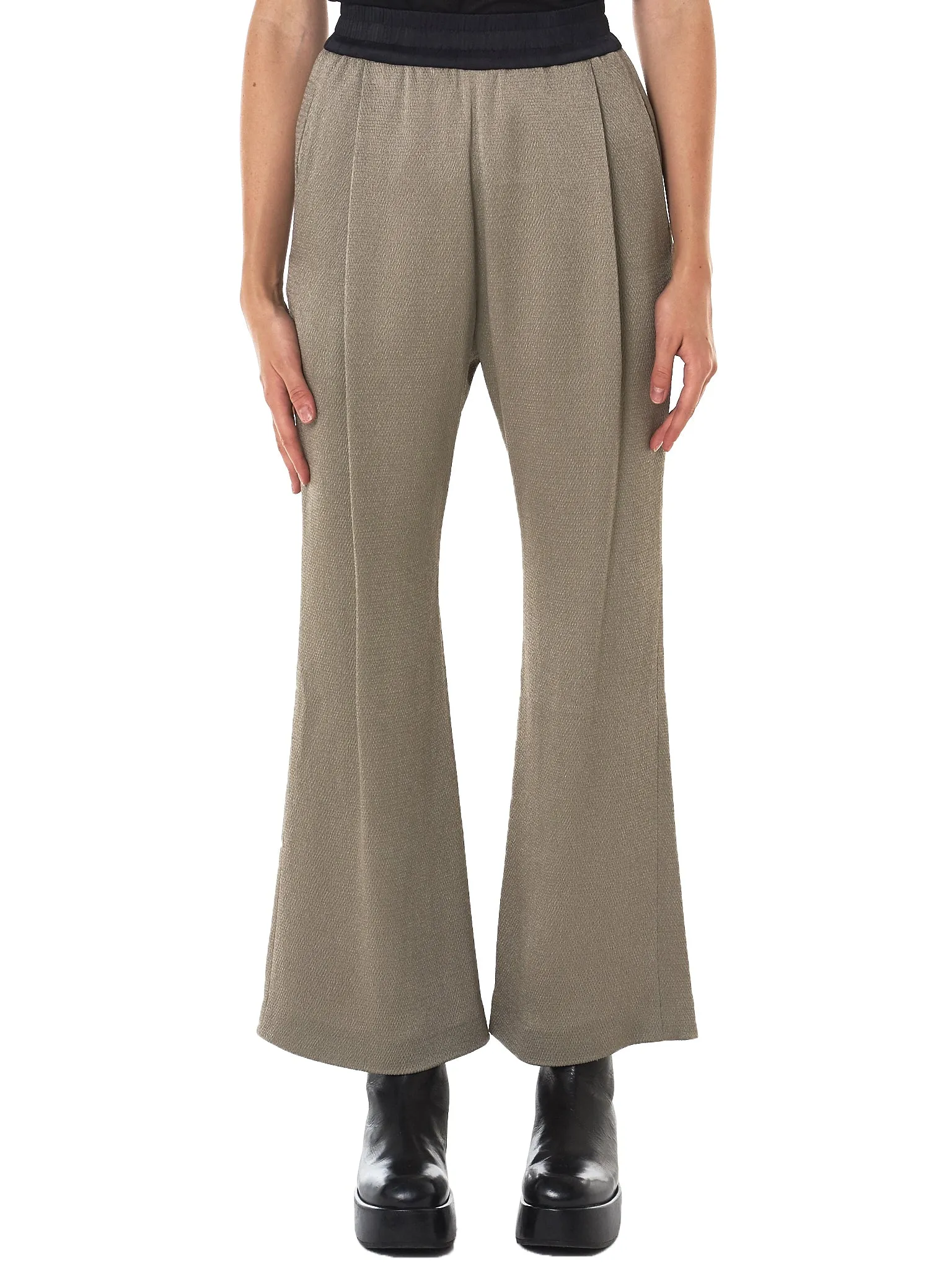 Textured Bellbottom Trousers (P02F18-TAUPE-GRAIN)