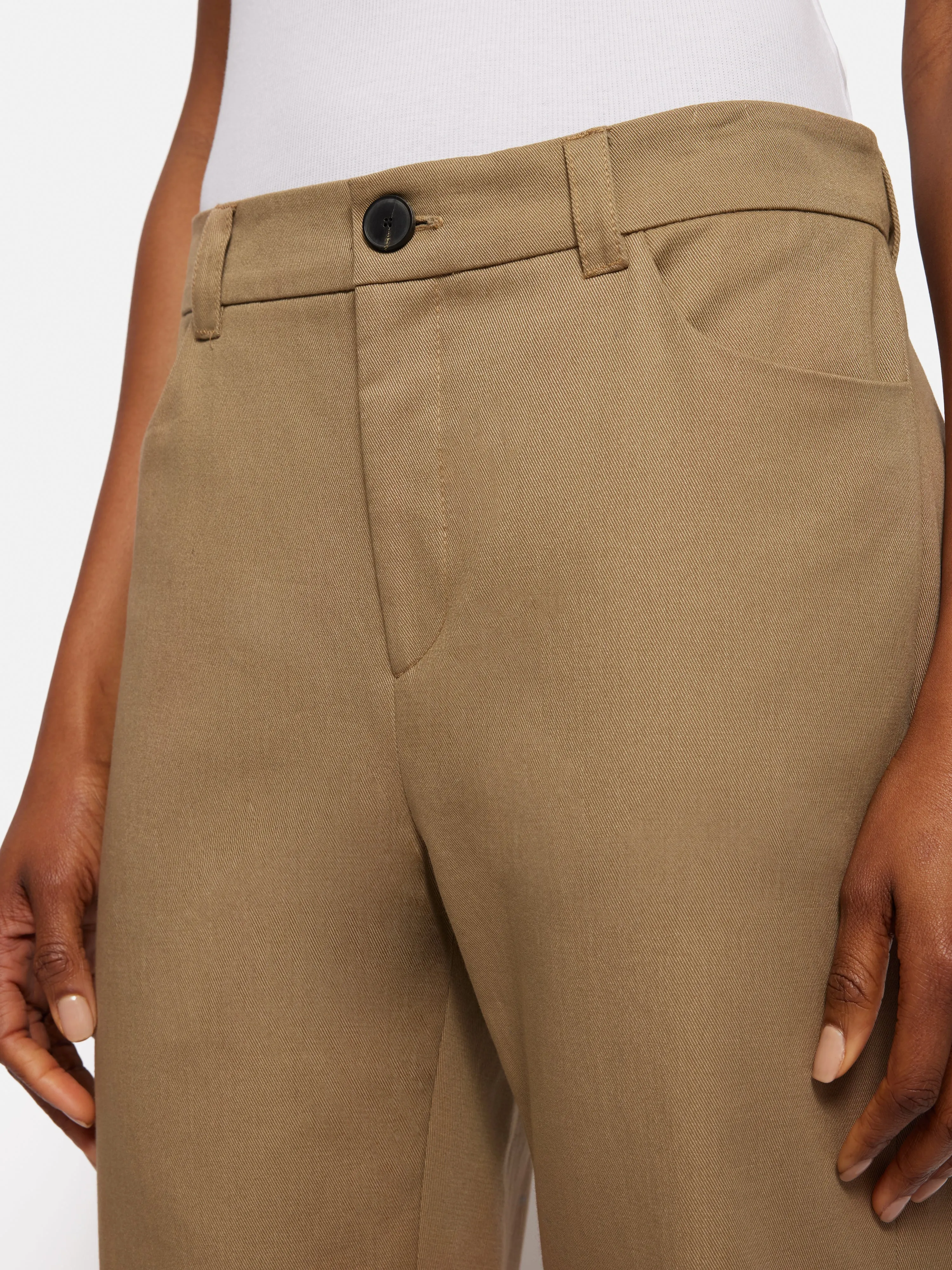 Turn Up Cotton Drill Trouser | Stone