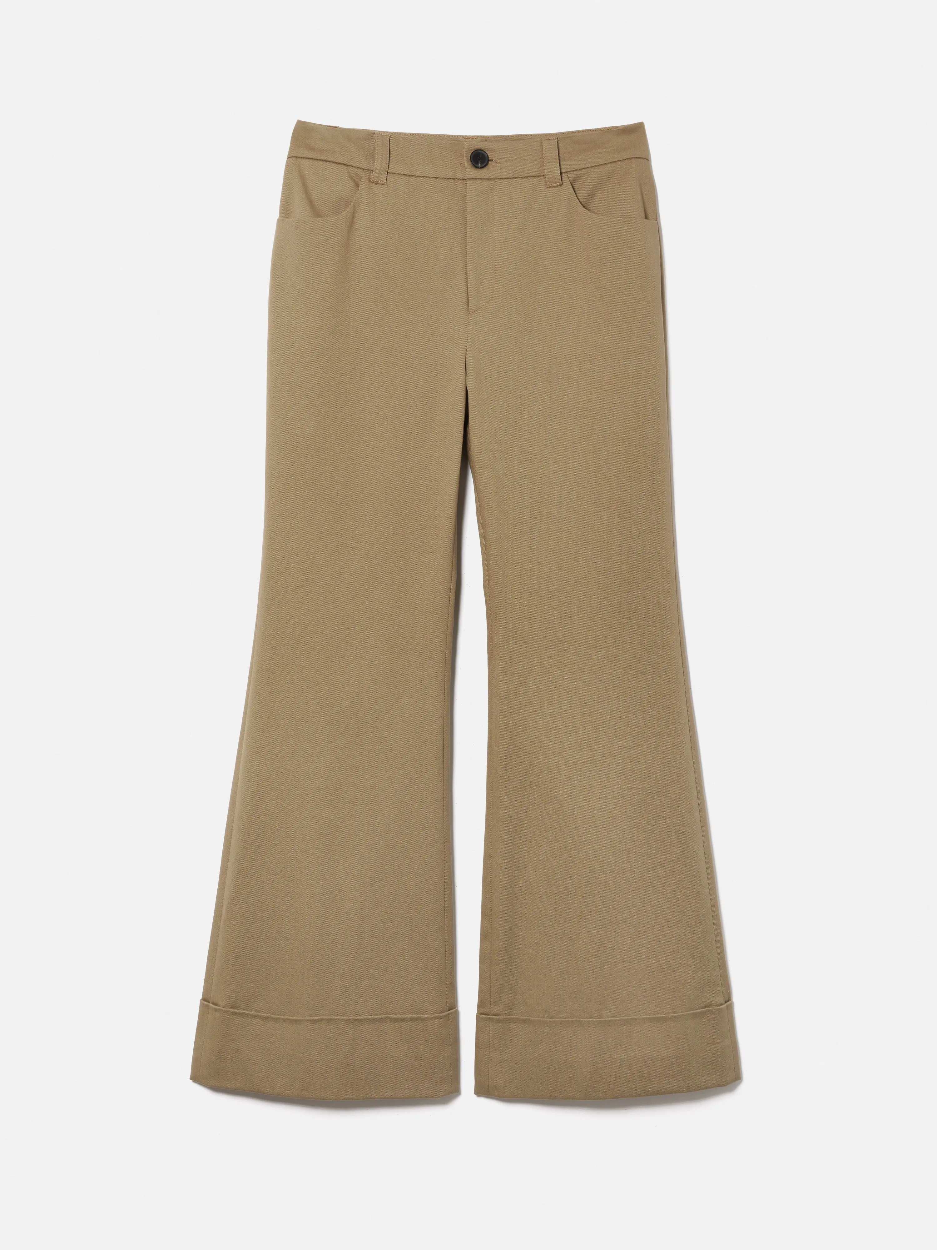 Turn Up Cotton Drill Trouser | Stone