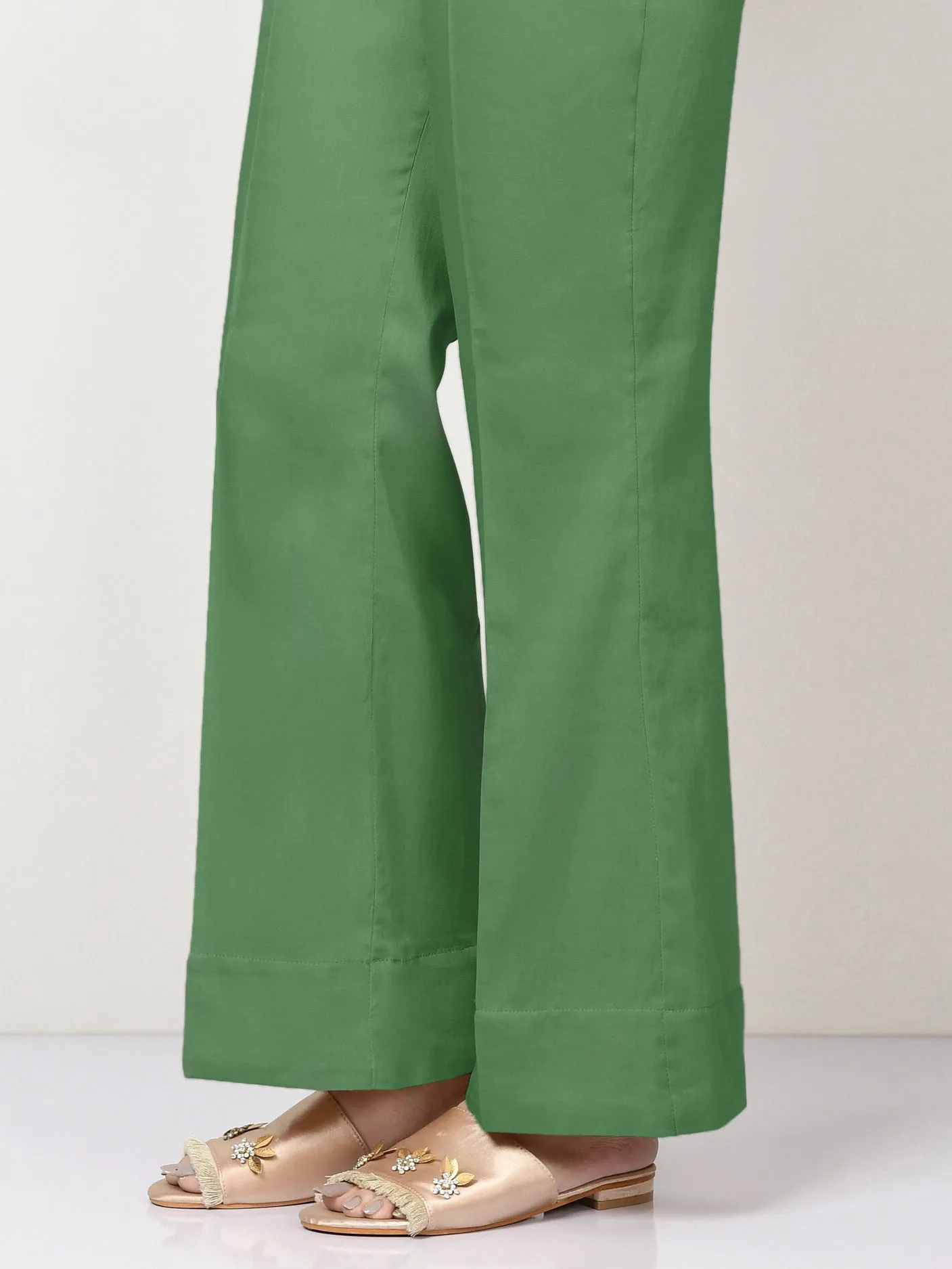 Unstitched Cambric Trouser - Hunter Green