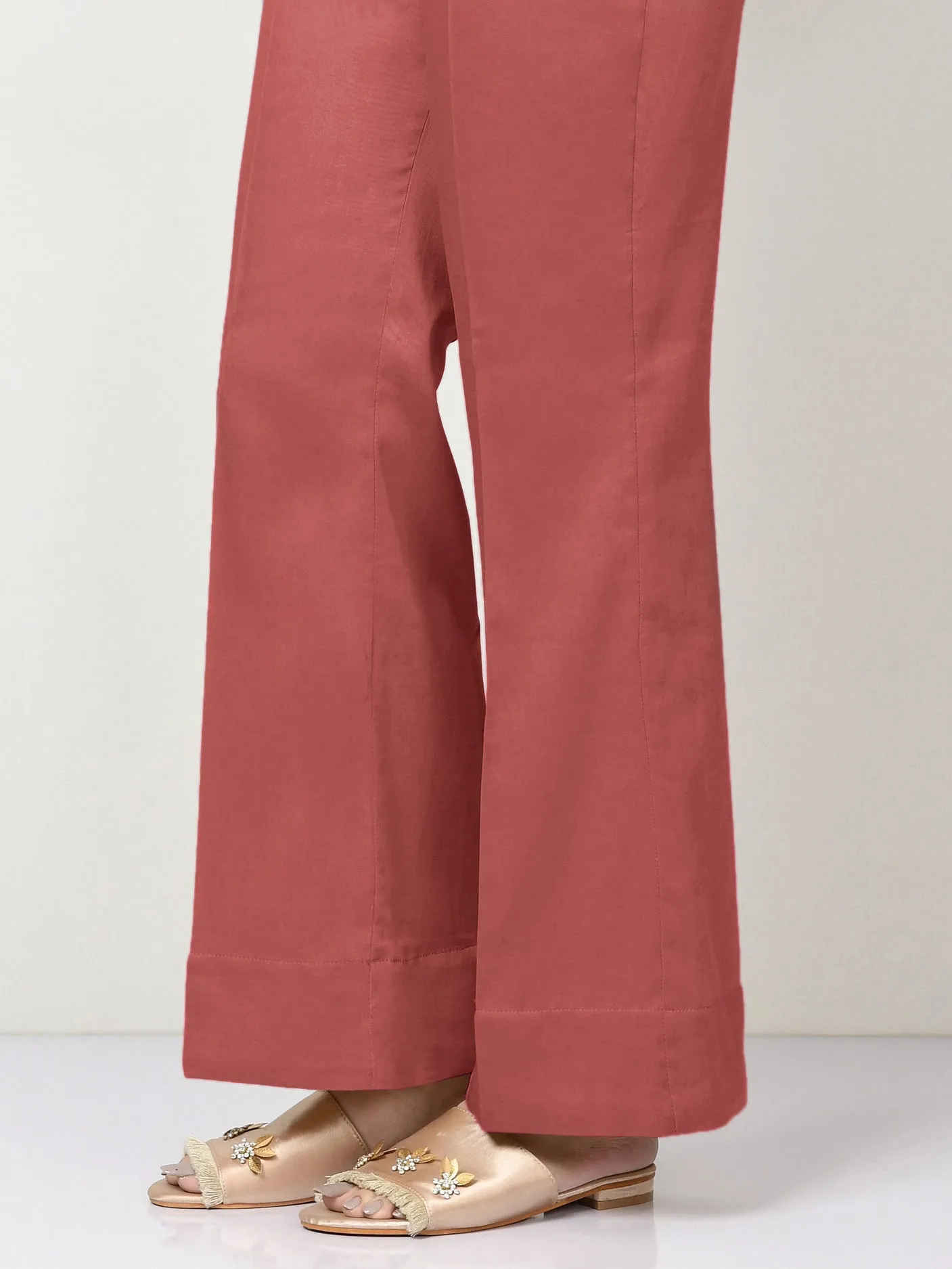 Unstitched Winter Cotton Trouser - Light Red