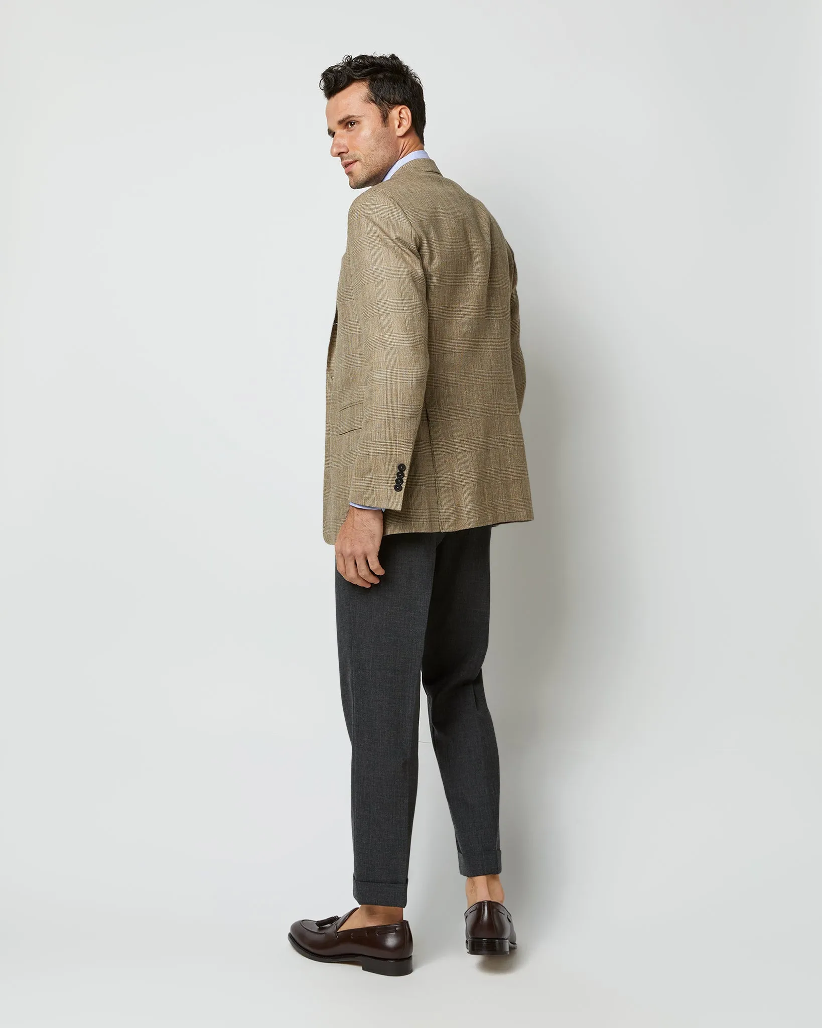 Virgil No. 2 Jacket in Chocolate/Sand Glen Plaid Hopsack