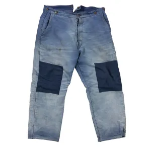 Vulcain Patchwork French Blue Moleskin Work Trousers