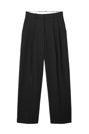 Wide-leg Black Tailored Wool Trousers