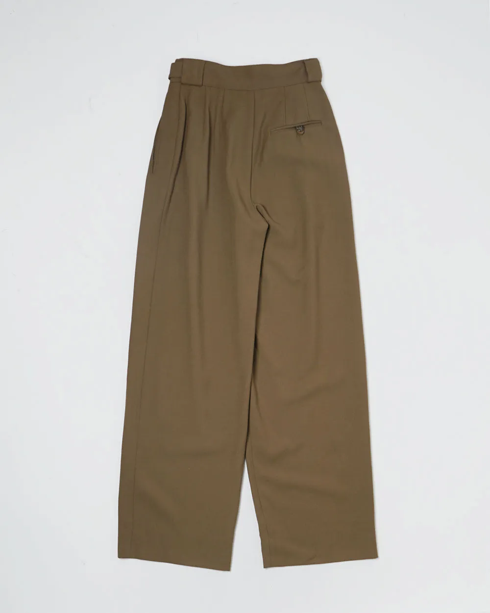 Wide Wool Trousers w/ Belt