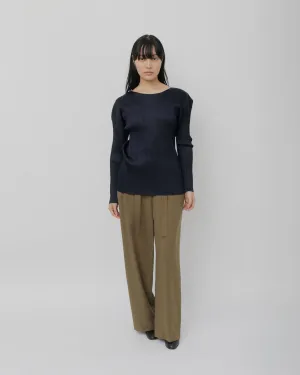 Wide Wool Trousers w/ Belt