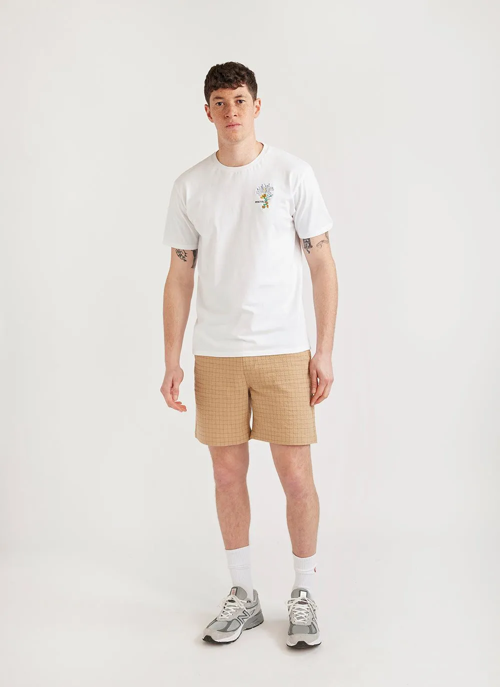 Windowpane Shorts | Seersucker | Tan