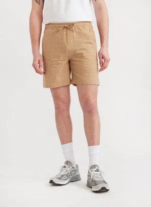 Windowpane Shorts | Seersucker | Tan