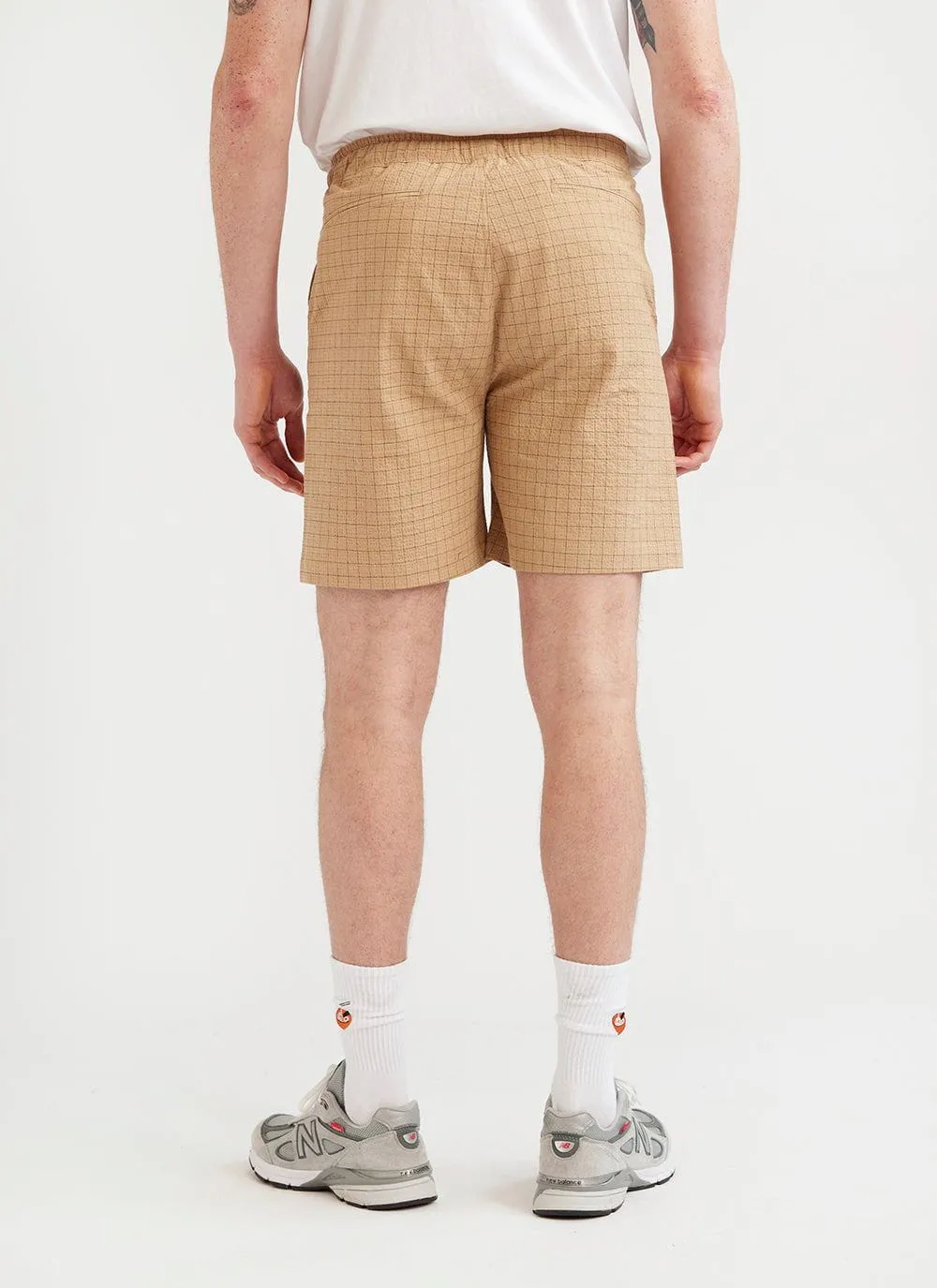 Windowpane Shorts | Seersucker | Tan