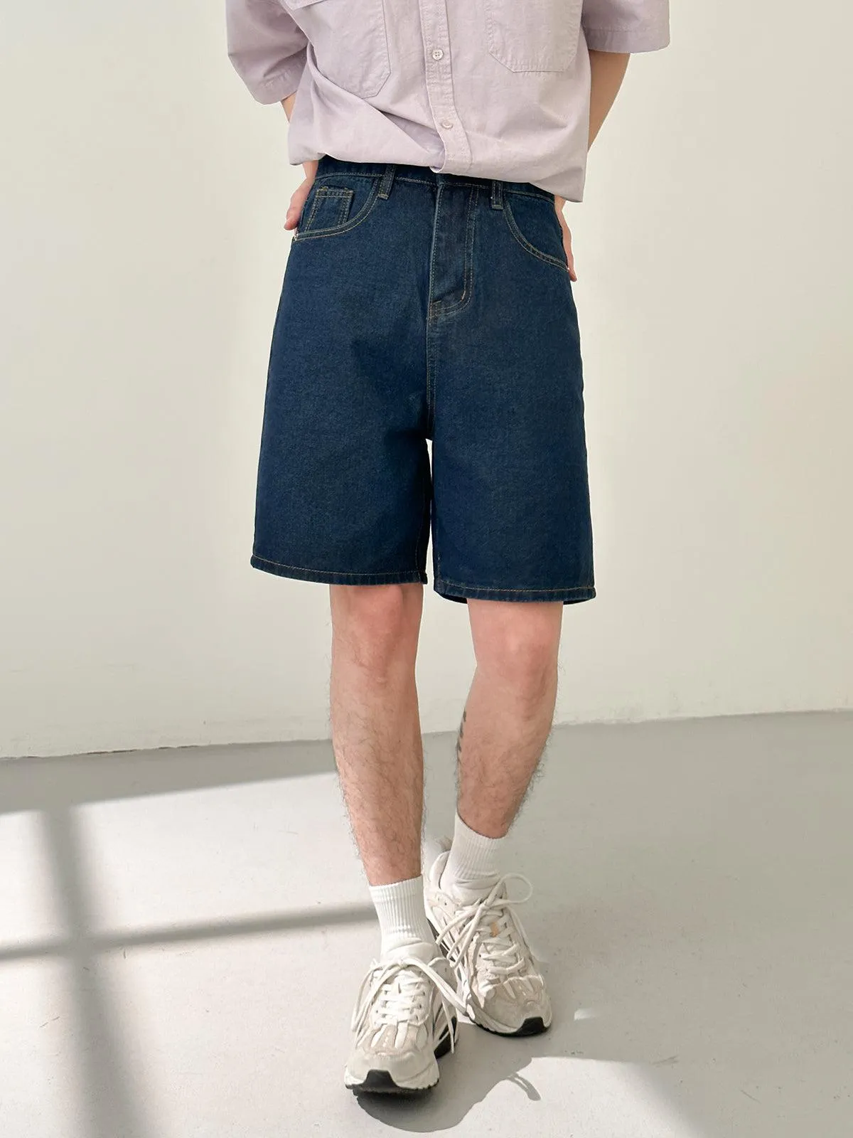 Zhou Casual Clean Cut Denim Shorts