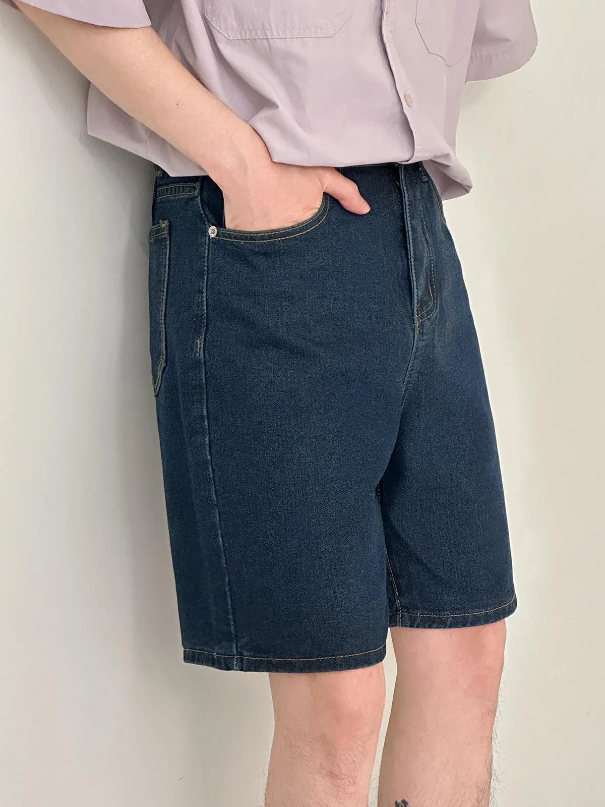 Zhou Casual Clean Cut Denim Shorts